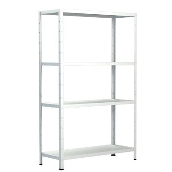 Система полиць SCHULTE з 4 полицями PowerMAX, вантажопідйомність 50 кг, 180x75x35 см (ВxШxГ), білий, полиця для зберігання, полиця для майстерні, полиця для підвалу, полиця для гаража, металева полиця