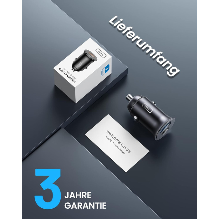 Адаптер для прикурювача, USB C 30W USB A 30W USB розетка 12В, автомобільний зарядний пристрій з двома портами 5А для швидкої заряд