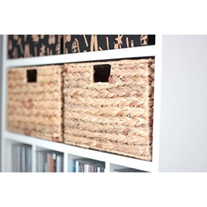 Комплект із 2 кошиків Billy з полицями / 36 x 25 x 20 см / Виготовлено з натурального водяного гіацинта / Складаний плетений кошик, полиця-коробка, коробка для зберігання, кошик-шафа, розбірний та дуже стійкий