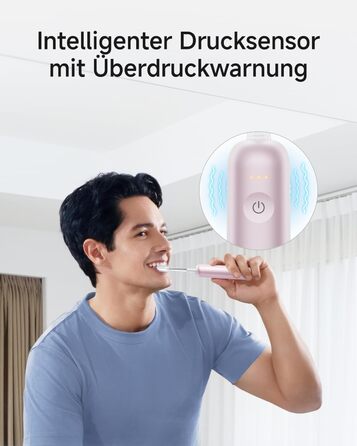 Звукова зубна щітка Laifen Wave Pro з 6 режимами чищення та акумулятором на 70 днів, 60 осциляції, контроль тиску, 2 інтелектуальні насадки (Алюмінієво-рожевий)