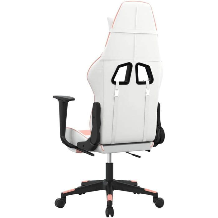 Геймерське крісло, офісне крісло, з підставкою для ніг, білий та рожевий, штучна шкіра