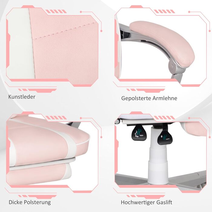 Геймерське крісло Tidyard з підставкою для ніг, регульована висота 48-55,5 см, поворотне, подушки для шиї та попереку, спинка до 150, для домашнього офісу, ігрової кімнати