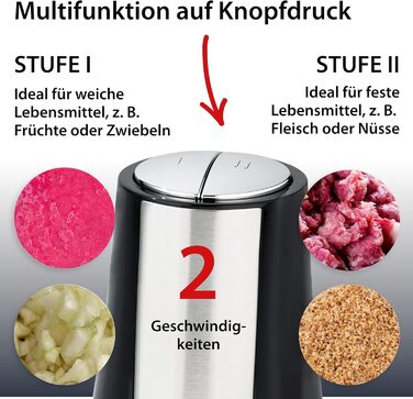 Потужний електричний подрібнювач потужний двигун 500 Вт велика скляна чаша 1,2 л 4 леза з нержавіючої сталі 2 швидкості цибуля, ов