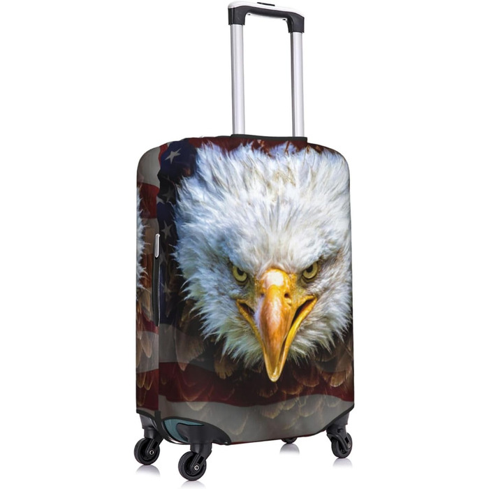 Чохол для валізи, дизайн Американський прапор з орлом, міцний захист валізи, підходить для багажу розміром 45,7 - 81,3 см, розмір XL, Чорний, X-Large
