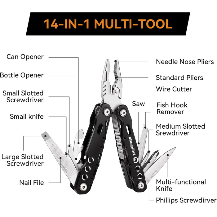 Мультитул morpilot, складні багатофункціональні плоскогубці з нержавіючої сталі 25 в 1, мультитул, мультитул як різак, відкривачка