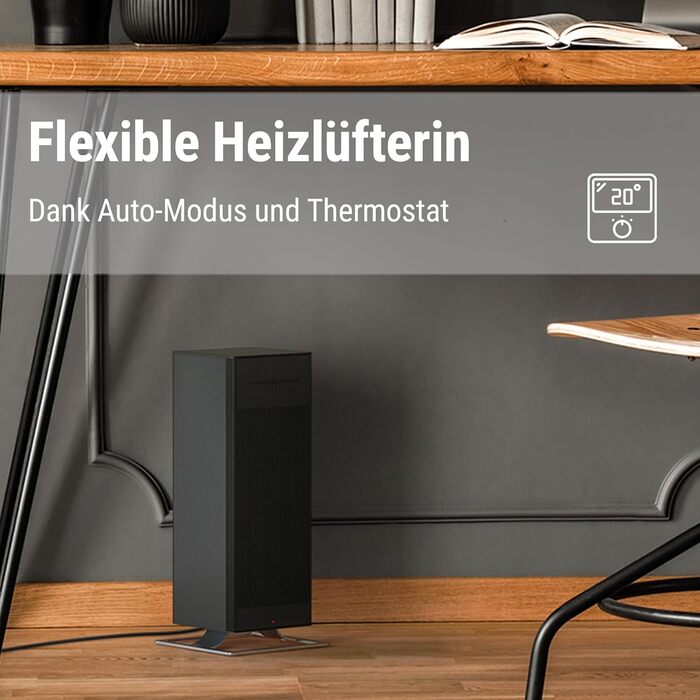 Великий вентилятор-обігрівач Stadler Form Anna з контролем температури, 8 режимами нагріву (300-200 Вт), захистом від перекидання та автоматичним режимом, білий