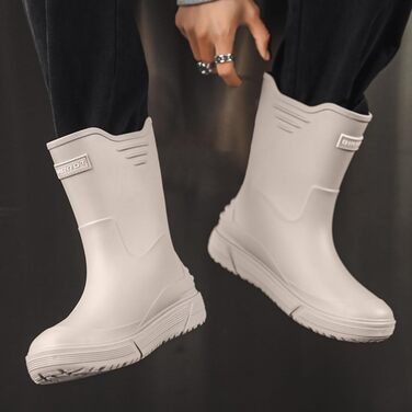 Водне взуття, гумові чоботи, гумові чоботи, чоловічі, європейський стиль, нековзні, для кухні, активного відпочинку, риболовлі, подорожей та походів, розмір 2, білі, 40 2/3 EU