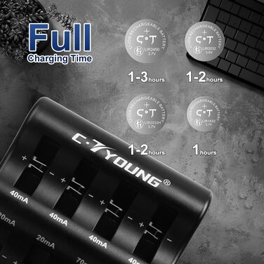 Акумуляторний зарядний пристрій для батарейок-ґудзиків з 8 слотами для зарядки 3,6 В LIR2032/2032H/2450/2440/2430/2025/2016/1632 (батарейки не входять до комплекту)