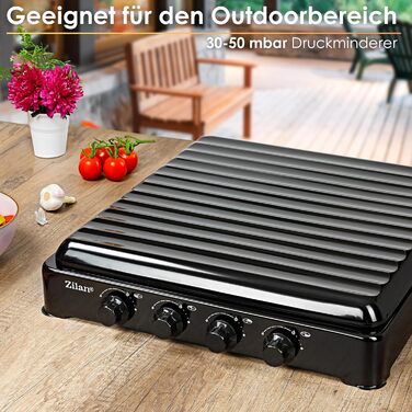 Газова плита на 4 конфорки Кемпінгова піч Піч 30/50 мбар Газ пропан Варильна поверхня Газова плита Газова варильна поверхня Похідна піч