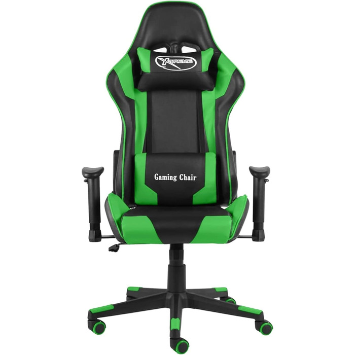 Обертове ігрове крісло, офісне крісло, ігрове крісло, письмове крісло, обертове крісло, зелений ПВХ