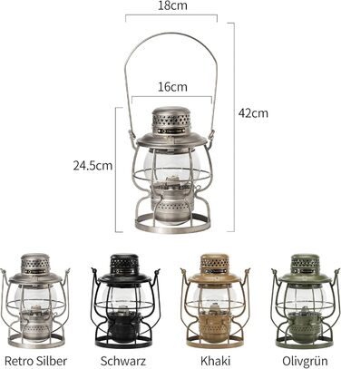 Ліхтар Thousand Winds Petroleum Storm, кемпінговий ліхтар, гасовий ліхтар Залізниця з ручкою для перенесення, вітрозахисний для використання на свіжому повітрі, кемпінгу, походів, патіо, пікніка - чорний