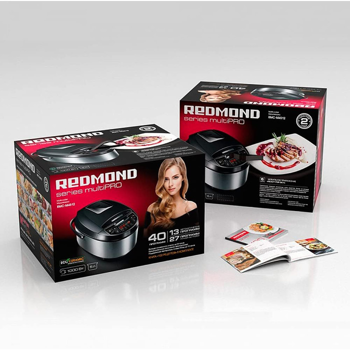 Мультиварка REDMOND RMC-RMC-M4512 (російська), 40 програм (хліб, приготування на пару тощо), сенсорний РК-дисплей, 5 літрів, Мульт