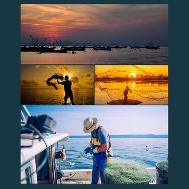 Рибальська сітка-приманка, легкий закид, рибальська сітка ручної роботи, діаметр 10 футів / 3 м, легка ручна рибальська приманка, нейлонова сітка 5/8 дюйма з грузилом для рибальських снастей