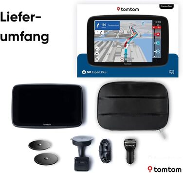 Навігаційна система для вантажівок TomTom GO Expert Plus Premium Pack (7-дюймовий дисплей, ведення маршруту та об&39єкти інфраструктури для великих транспортних засобів, включаючи TomTom Traffic, карти світу, попередження про обмеження руху в режимі реаль