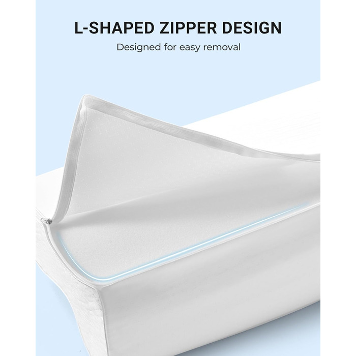 Подушка Elviros з піни з ефектом пам&39яті, регульована ергономічна подушка для полегшення болю в шиї, ортопедична подушка для підтримки шиї для сну на боці та на спині, знімний дихаючий чохол, білий