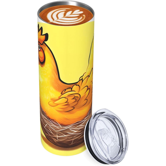 Кухоль з прямою трубочкою, пташине гніздо, золоте курча, принт, дорожній кухоль, підходить для кемпінгу, офісу та дому, 590 мл