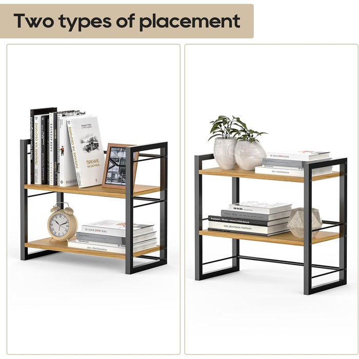 Дерев&39яний органайзер для настільних полиць, міні-настільна полиця для зберігання книг, настільні полиці для робочого столу та комода (чорний)