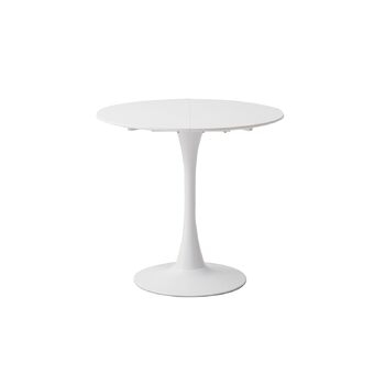 Круглий обідній стіл, сучасний обідній стіл у стилі кежуал, підходить для 2-4 осіб, ідеально підходить для вітальні, їдальні, кухні, кафе - Білий - 80 см 80*80*75 см Білий