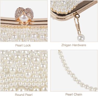 Жіноча перлова клатч-сумка для вечірок, весілля. Вечірня сумочка з кристалами та перловим ланцюжком, бежевий колір.