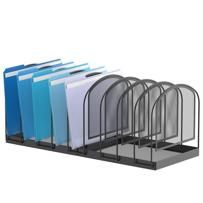 Відсіковий сітчастий органайзер для файлів для столу, вертикальний настільний органайзер для папок, сортування файлів, офісна організація, тримач для документів для дому, офісу та класу, чорний, 9-