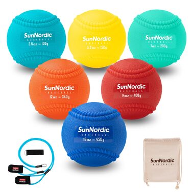 Набір з 6/9 обтяжених пліометричних бейсбольних м&39ячів Seams (3,5-16/35/53/70 унцій) - Пліометричні бейсбольні м&39ячі змінної ваги для покращення сили та тренування пітчингу - для всіх рівнів майстерності, старша школа (11,3 кг)