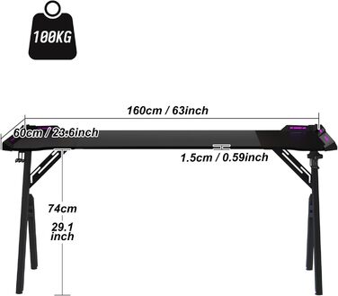 Ігровий стіл AufuN зі світлодіодним освітленням та великою стільницею