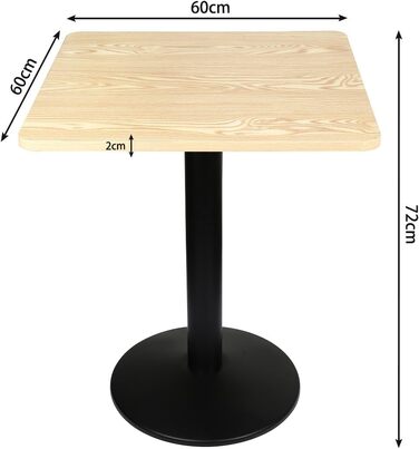 Обідній стіл OHMG, квадратний, на одній ніжці, європейський стиль, підходить для 4 осіб, виготовлений з заліза та дерев&39яних дощок, кухонний стіл, обідній стіл, стіл для вітальні, стоячий стіл 60*60*75 см (прямокутник-60*60*75 см-D)