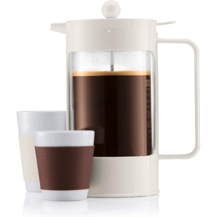 Кавоварка Bodum BEAN на 8 чашок (система фільтрів преса, ізольована, захист від протікання, 1,0 літра) Крем-крем 8 чашок