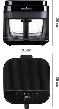 Фритюрниця KHF-550, 5,5 літрів, 1 200 Вт, сенсорний дисплей, скляний кошик для смаження без покриття, фритюрниця з щипцями та силіконовою підставкою (стандартна версія KHF-550)