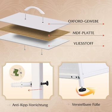 Комод WLIVE, 8 тканинних шухляд, комод з розетками, універсальний комод для спальні та вітальні, з міцним сталевим каркасом та дерев&39яною стільницею, 120 * 30 * 79 см (білий)