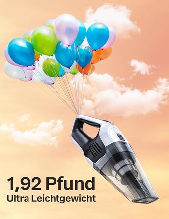 Ручний пилосос, потужний, портативний, легкий, бездротовий ручний пилосос з тривалістю роботи 25-30 хвилин, акумуляторною батареєю