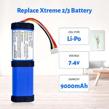 Акумулятор для JBL Xtreme 2, 7.4V 9000mAh Li-ion SUN-INTE-103 21NR19/66-2 ID1019 для Bluetooth-колонки JBL Xtreme 2 (не для JBL Xtreme 1)