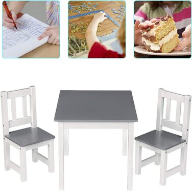 Дитячий стіл WOLTU з 2 стільцями, стіл і стільці для дітей, закруглені краї і кути, дитяча сидяча група з МДФ, стіл 60x48x50 см, с