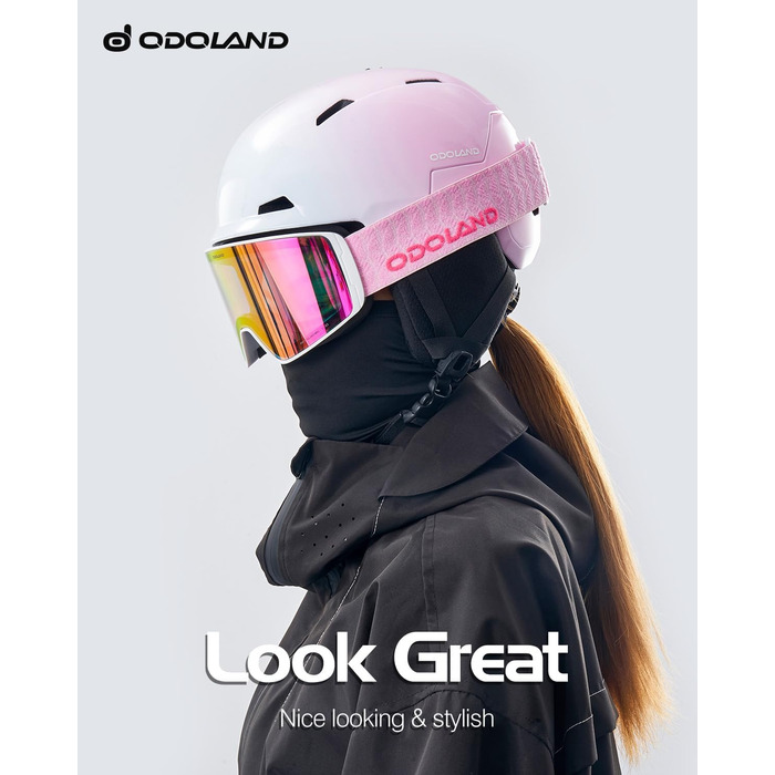 Унісекс-лижний шолом Odoland, шолом для сноуборду для чоловіків та жінок, юніорський розмір, оптимальний захист, система вентиляції, регульований розмір, сніговий шолом для дорослих для катання на лижах/сноуборді, розмір M (55-59 см), градієнтний рожевий