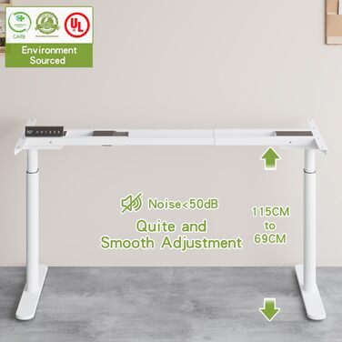 Каркас столу Radlove з подвійним двигуном та регулюванням висоти, регульовані ніжки підставки для столів розміром від 120 до 178 см з 4 функцією пам&39яті (білий циліндричні ніжки)