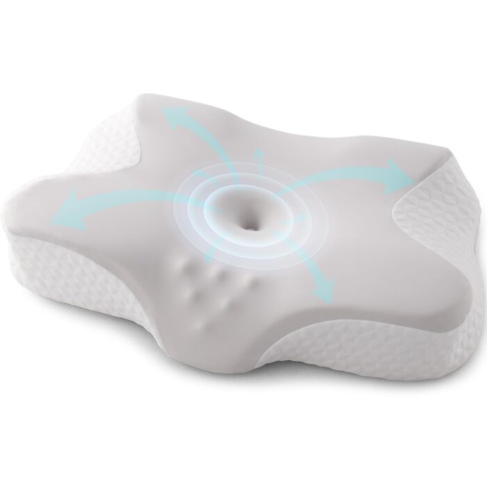 Подушка для шиї, подушка для голови, подушка для підтримки шиї, ортопедична подушка, ергономічна подушка для голови, подушка для сну на боці, подушка з піни з ефектом пам&39яті, подушка-метелик, 60 x 40 x 9/13 см, сірий