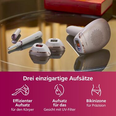 Пристрій для видалення волосся Philips Lumea IPL серії 7000 - Пристрій для видалення волосся з тримером Satin Compact Correction, 3 насадками для тіла, обличчя та зони бікіні (модель BRI923/00)