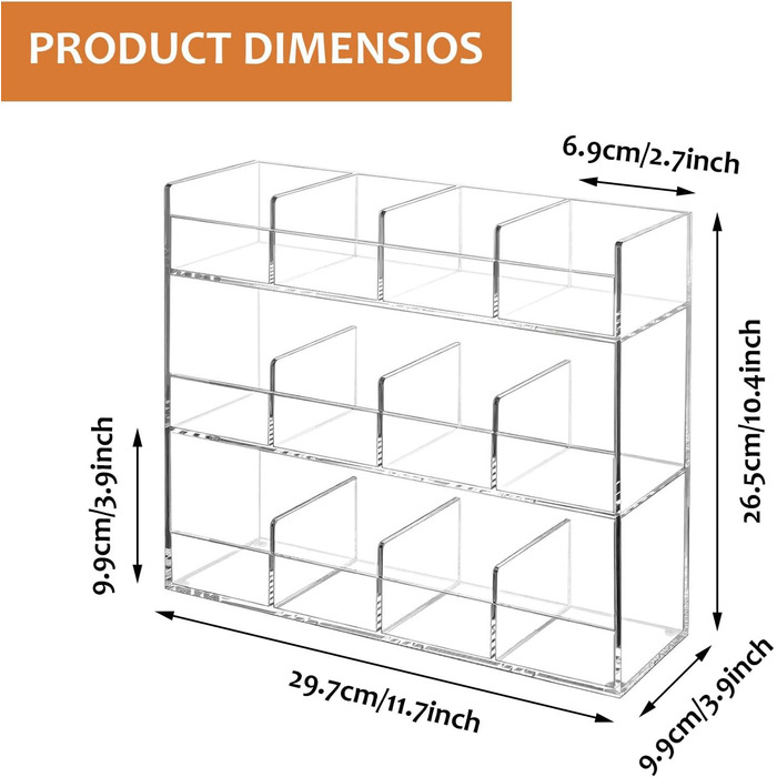 Акриловий органайзер для чайних пакетиків з 12 відділеннями на 216 чайних пакетиків, не потребує складання та економить місце, прозорий органайзер для чаю, без запаху, сучасний та стильний органайзер для зберігання чаю