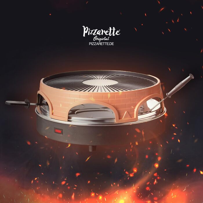 Піч для піци Emerio, PIZZARETTE оригінал, гриль для раклету для піци 3 в 1, запатентована конструкція, для міні-піци, справжня сімейна розвага на 6 осіб, PO-113255.4