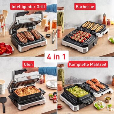 Контактний гриль Tefal OptiGrill 4-в-1 Tipp-Kick Edition, гриль/барбекю/духовка/повноцінний обід, 9 автоматичних програм, включаючи деко для випікання та гру Tipp-Kick, Silver, GC774D.TK