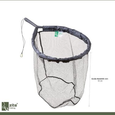 Гумований плавучий підсак Zite Fishing Рибальська сітка для нахлистової та спінінгової ловлі Гумова сітка з гумкою та карабіном, гумований підсак, рибальська сітка