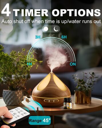 Ароматичний дифузор VAAGHANM Дифузори 500 мл з 8 ефірними оліями, ароматерапевтичні дифузори, освіжувач повітря, зволожувач повітр