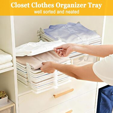 Елементний штабелируемий органайзер для футболок, органайзер для шафи, органайзери для гардеробу для дорослих та дітей, штабелируемий для одягу, футболок, сорочок, 20-
