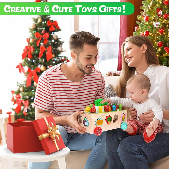 Іграшки Goffii Монтессорі, дитячі дитячі деревяні іграшки 8-в-1, сільськогосподарські машини, іграшка для сортування врожаю моркви