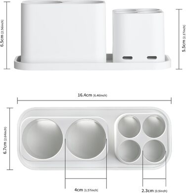Тримач насадки для зубної щітки Gsocel, тримач для зубної щітки Електрична зубна щітка для зберігання 4 насадки для зубних щіток і 2 тримачі для зубної пасти ABS, білий
