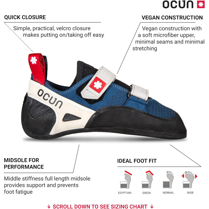 Взуття для скелелазіння Ocun Advancer QC та Advancer LU Bouldering Shoe I для досвідчених альпіністів 47 EU Advancer Qc - Dunkelblau