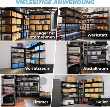 Кутовий стелаж ALL Premium Heavy Duty 180x90x60 см 2 шт. 180x150x60 см, чорний - вантажопідйомність 3750 кг стабільний окремостоячий кутовий стелаж, універсальна система стелажів, ідеально підходить для підвалів та складів. 180x90x60 см 2 шт. 180x150x60 с