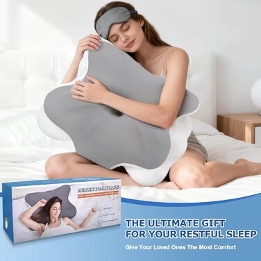 Ергономічна ортопедична подушка, подушка з пінного матеріалу з ефектом пам&39яті для шийного відділу хребта від болю в шиї та плечах, подушка для шиї зі знімним чохлом, для друзів та батьків (сіра) Подушка з пінного матеріалу з ефектом пам&39яті - сіра