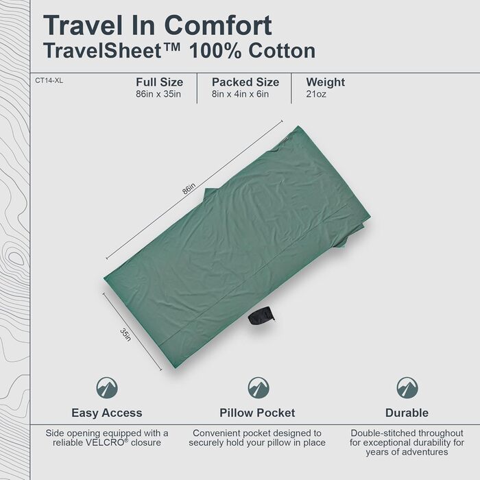 Ковдра для подорожей Cocoon Travelsheet, бавовняна, кактусовий синій, 238 x 117 см 94'x46 cactus blue