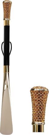 Палиці для ходьби Shoehorn з кристалами Swarovski, 18 Kt Gold, Elegant, для чоловіків, Британська сільська місцевість, Денді, Церемонія, Весілля, Розкіш, Золотий ріжок, 18 Kt Swarovski Crystals